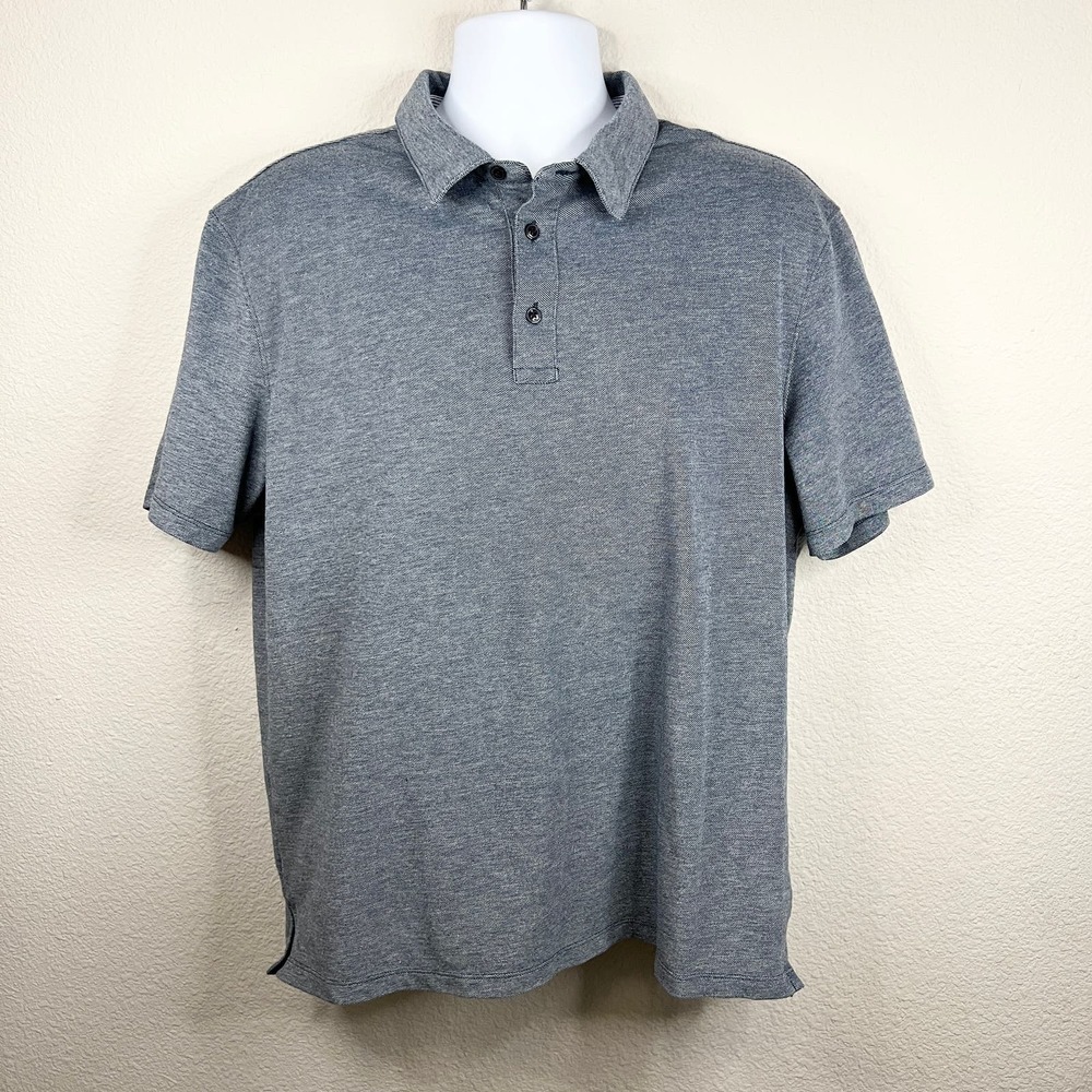Fairlane Polo Shirt Men's XL Short Gray Black Slim Fit Performance Pique Stretch